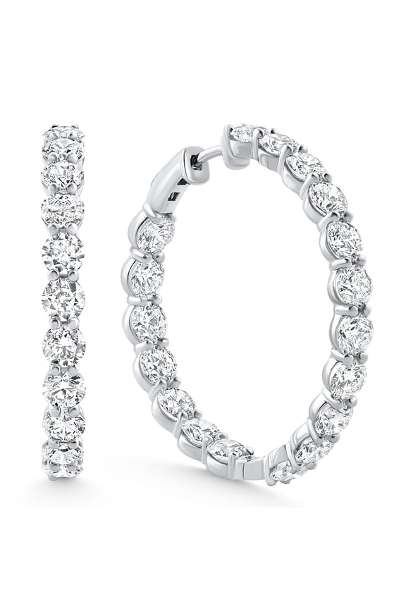 Pompeii 10Ct TW Round Diamond Inside Outside Hoops Vault Lock 14k White Gold Lab Grown