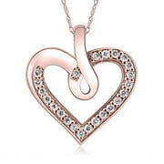 POMPEII3 Pompeii 10K Rose Gold 1/4ct Diamond Heart Pendant Necklace (G-H,I2-I3)
