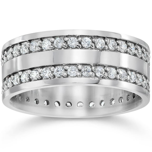 Pompeii 10K White Gold 1 1/2ct Diamond Eternity Ring Wedding Band (G/H,I1)