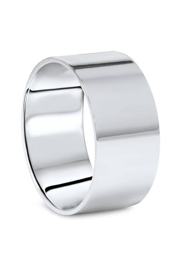 Pompeii 10MM Flat High Polished Wedding Band In 10K White Gold (,)