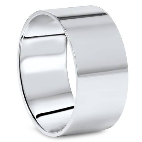 Pompeii 10MM Flat High Polished Wedding Band In 10K White Gold (,)