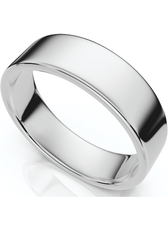 Pompeii 10k White Gold 6mm Flat Comfort Fit High Polished Wedding Band Mens Ring (,)