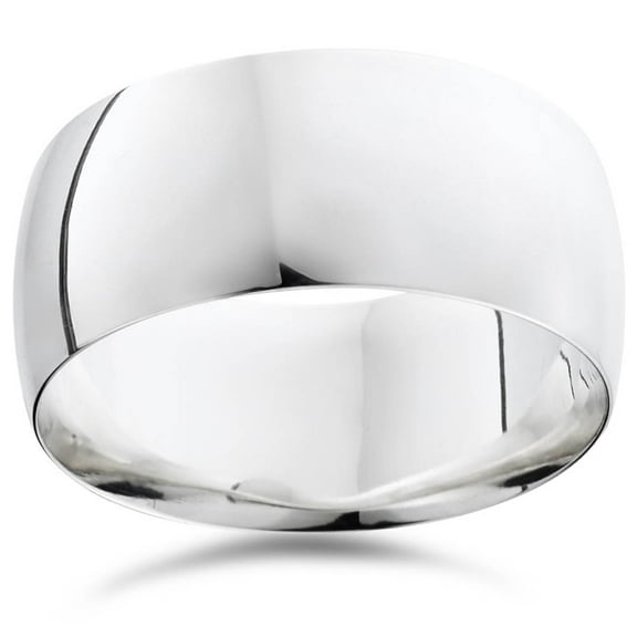 Pompeii 10mm Dome High Polished Wedding Band 14K White Gold (,)