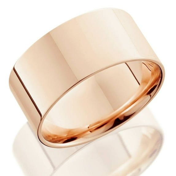 Pompeii 10mm Flat High Polished Wedding Band 14K Rose Gold (,)