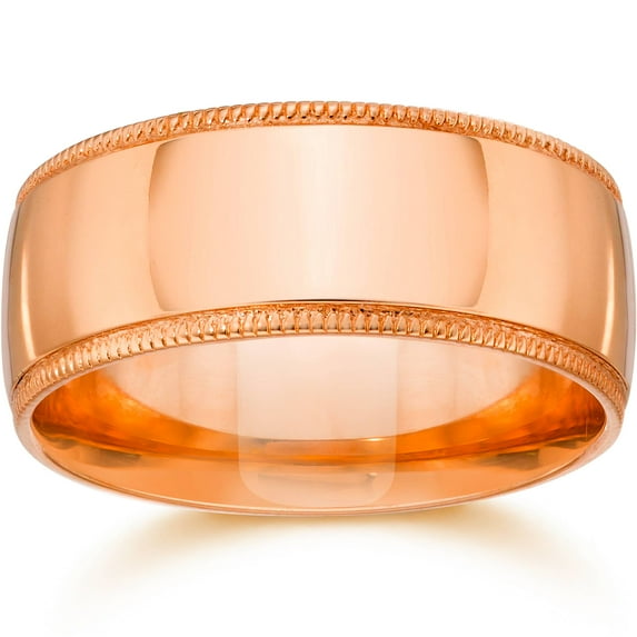 Pompeii 10mm Milgrain 14K Rose Gold Polished Wedding Band (,)