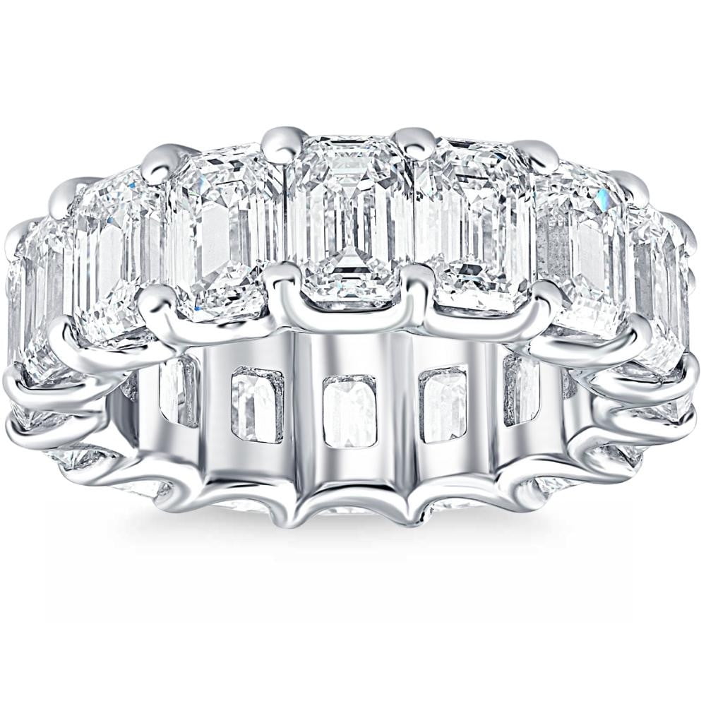Pompeii 11 1/2Ct Emerald Cut Diamond Eternity Ring Gold or Platinum Band Lab Grown
