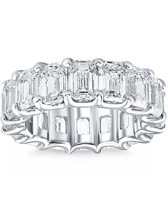 Pompeii 11 1/2Ct Emerald Cut Diamond Eternity Ring Gold or Platinum Band Lab Grown