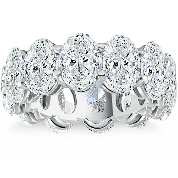 Pompeii 12 1/2Ct Oval Diamond Eternity Ring 14k Gold Lab Grown (G/H,VS2-SI1)