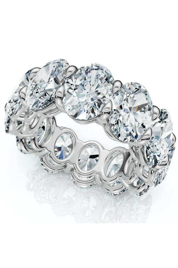 Pompeii 12Ct Oval Diamond Eternity Ring 14k Gold or Platinum Wedding Band Lab Grown