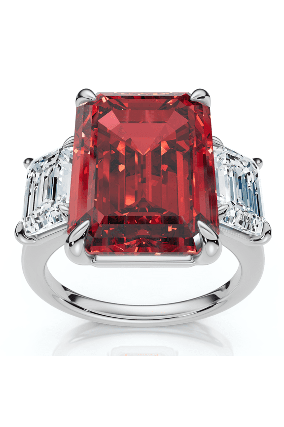 Pompeii 13Ct Ruby & Diamond Ring 14k Gold or Platinum Lab Grown (F/G,VS1-VS2)