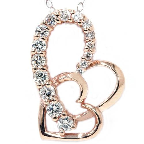 Pompeii 14K Rose Gold 1ct Diamond Journey Heart Pendant (G/H,I1)