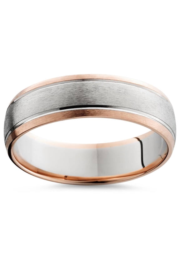 Pompeii 14K Rose & White Gold Two Tone Mens Wedding Band (,)