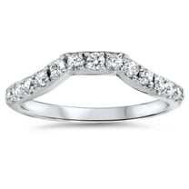 Pompeii 14K White Gold 3/8ct Diamond Wedding Anniversary Curved Guard Ring (G/H,I1)