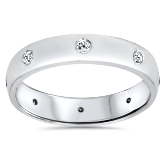 Pompeii3 14K White Gold 3mm 1/4Ct Diamond Bezel Eternity Wedding Ring (G/H,SI)