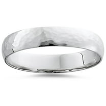 Pompeii 14K White Gold 4mm Hammered Wedding Band Ring New (,)