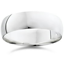 Pompeii 14K White Gold 7mm Plain Mens Wedding Band Ring (,)