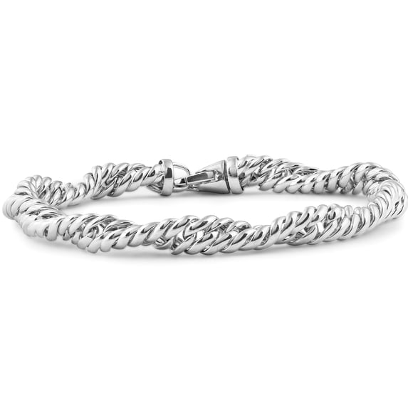 Pompeii 14K White Gold Classic Italian High Polished Twisted Link Bracelet 7.5" (,)