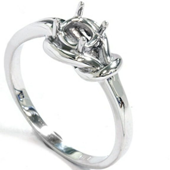 Pompeii 14K White Gold Knot Solitaire Engagement Ring Setting (,)