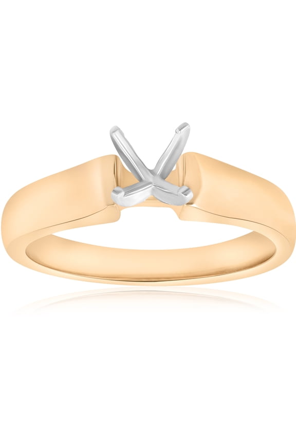 Pompeii 14K Yellow Gold Cathedral Semi Mount Engagement Ring Setting (,)