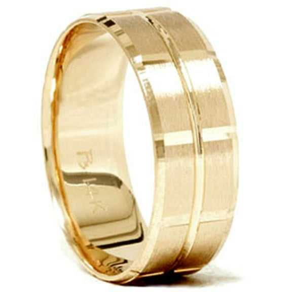 Pompeii 14K Yellow Gold Mens 8mm Swiss Cut Wedding Ring (,)