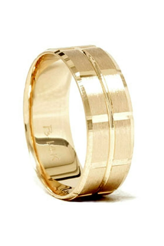 Pompeii 14K Yellow Gold Mens 8mm Swiss Cut Wedding Ring (,)