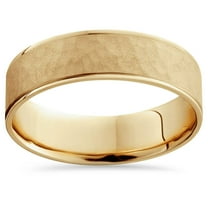 Pompeii 14K Yellow Gold Mens Brushed Hammered Wedding Band 6mm (,)
