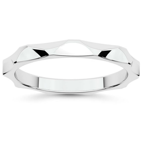 Pompeii 14k Gold Geometric Stackable Wedding Band Women's Anniversary Ring (,)