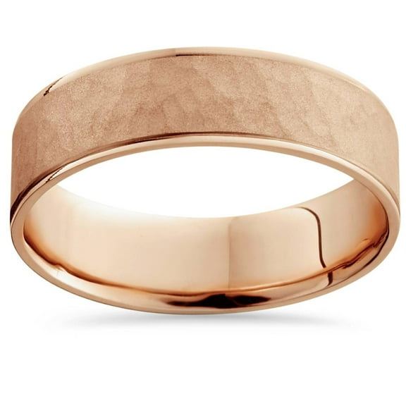 Pompeii 14k Rose Gold Hammered Comfort Fit Wedding Band (,)