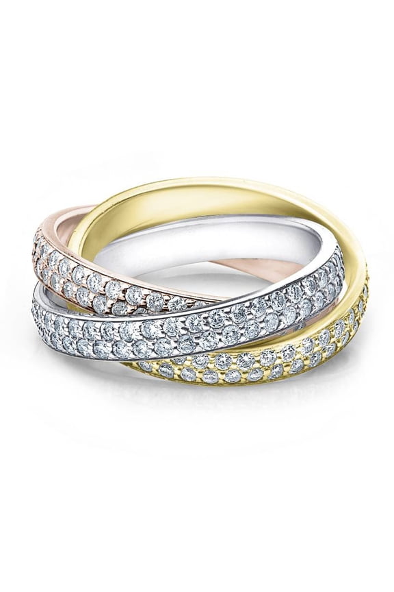 Pompeii 14k Tri Gold 2 5/8ct Rolling Ring Diamond Eternity Wedding Band Lab Grown (G/H,SI)