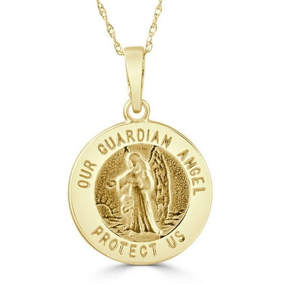 Pompeii 14k White or Yellow Gold Gold Our Guardian Angle Pendant Necklace 14.5mm Tall (,)
