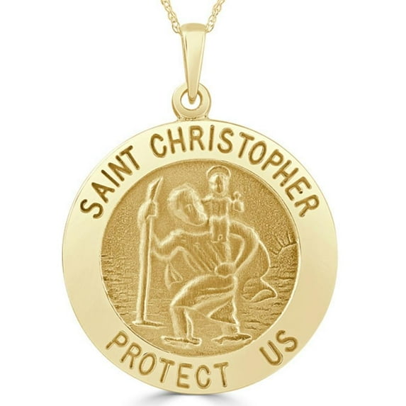 Pompeii 14k White or Yellow Gold Gold St. Christopher Medal Pendant 1" Tall 6.3 Grams (,)