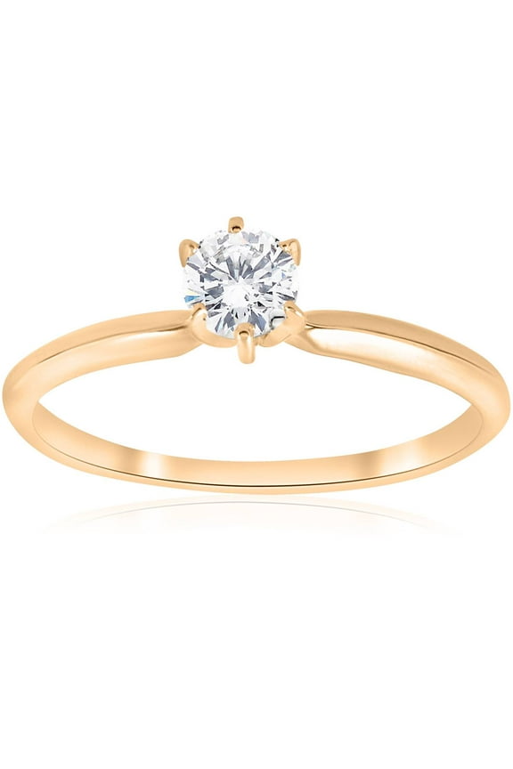 Pompeii 14k Yellow Gold 1/4ct Round Diamond Solitaire Engagement Ring (G/H,I1)