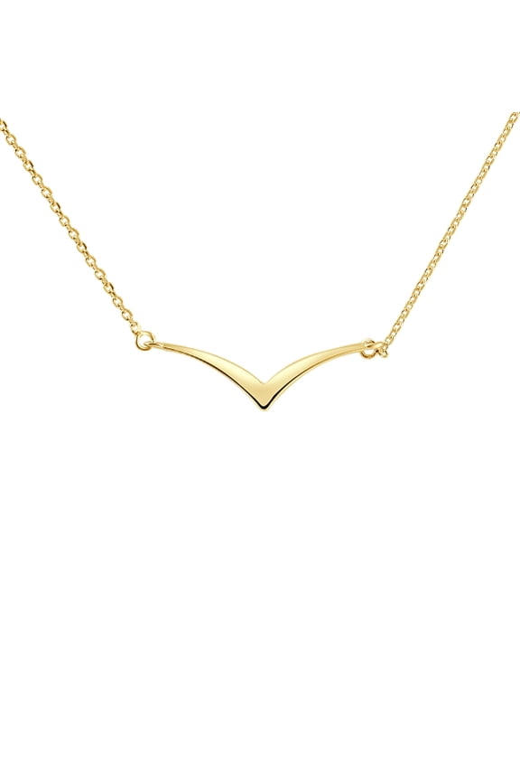 Pompeii 14k Yellow Gold 18" V Shape Chevron Necklace Delicate Pendant 1.2grams (,)
