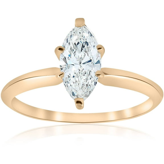 Pompeii 14k Yellow Gold 1ct Marquise Diamond Engagement Solitaire Ring (G/H,I1)