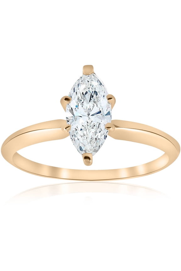 Pompeii 14k Yellow Gold 1ct Marquise Diamond Engagement Solitaire Ring (G/H,I1)