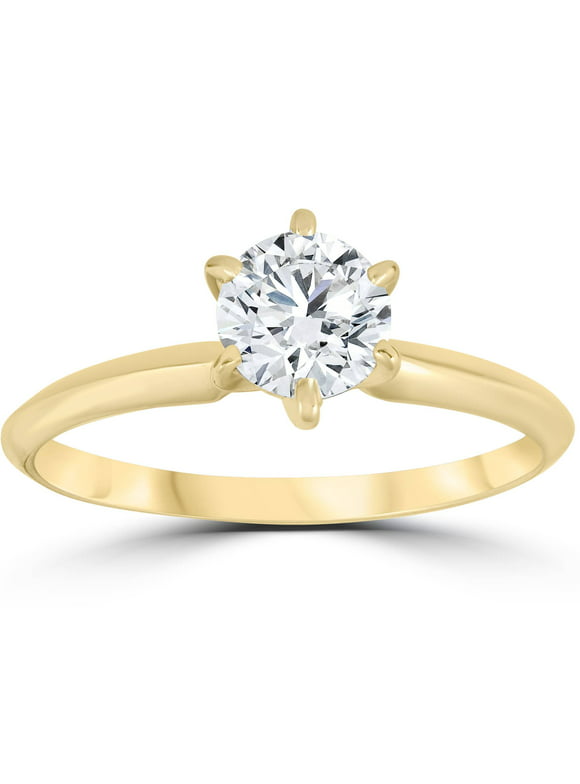 Pompeii 14k Yellow Gold 3/4ct Round Solitaire Diamond Engagement Ring (G/H,I1)