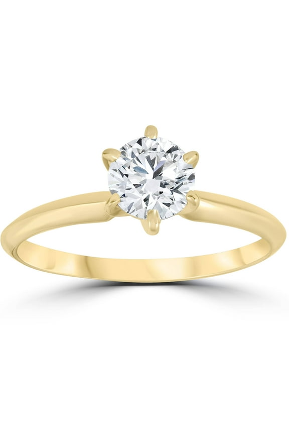Pompeii 14k Yellow Gold 3/4ct Round Solitaire Diamond Engagement Ring (G/H,I1)