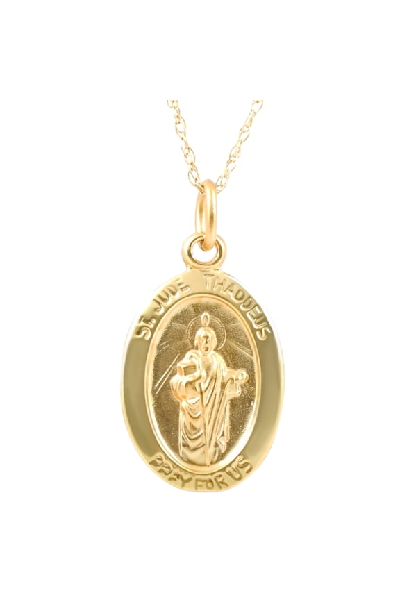 Pompeii 14k Yellow Gold Gold St. Jude Thaddeus Medal Pendant .5" Tall 1.5 Gram (,)