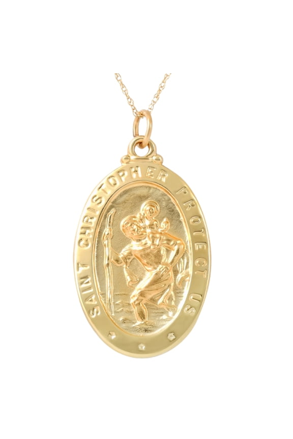 Pompeii 14k Yellow Gold St. Christopher Medal Pendant 1" Tall 3 Grams (,)