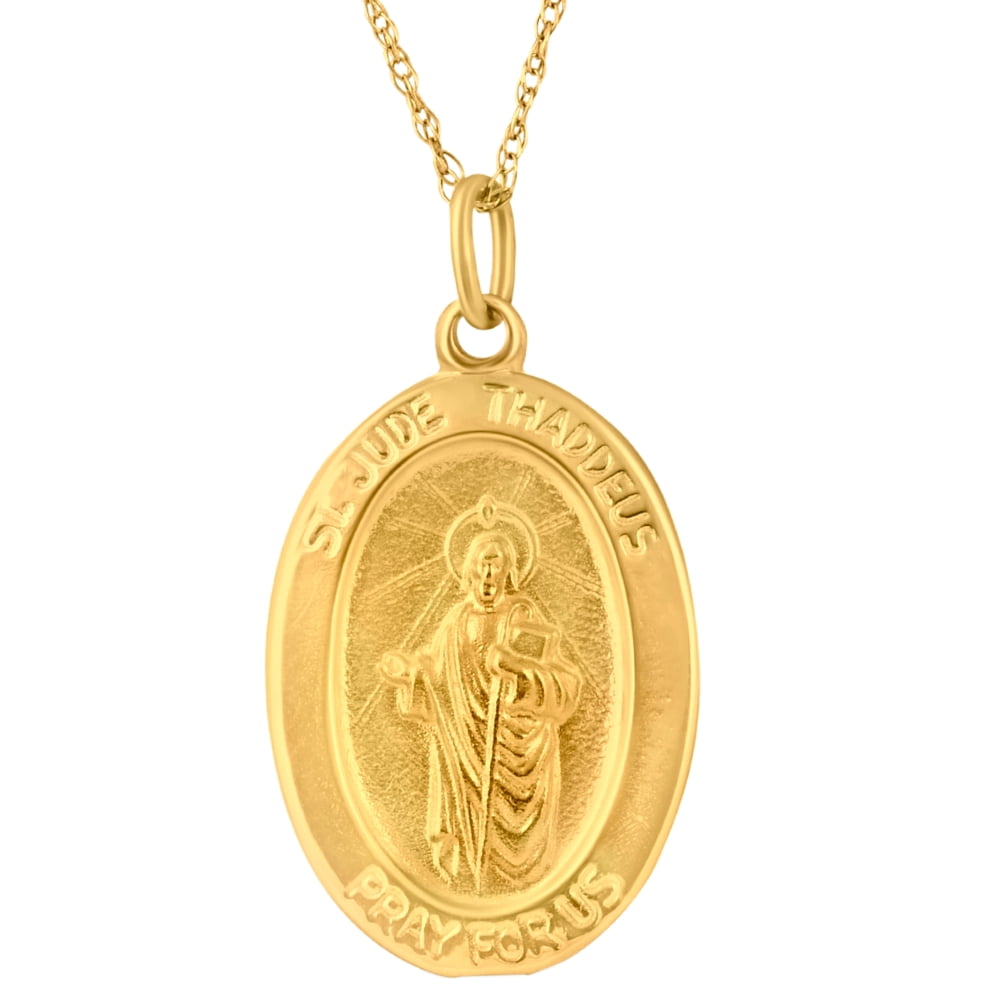 Pompeii 14k Yellow Gold St. Jude Thaddeus Medal Pendant 1" Tall 3.5 ...