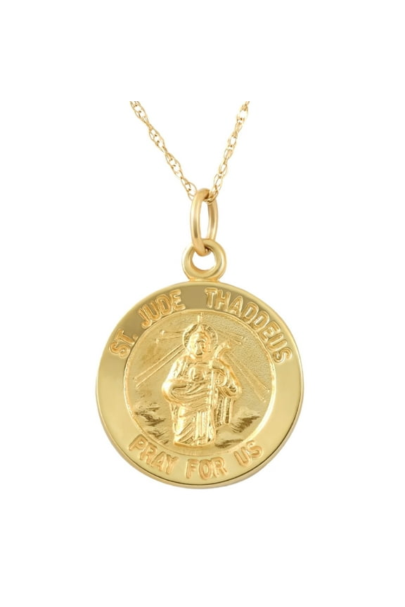 Pompeii 14k Yellow Gold St. Jude Thaddeus Medal Pendant .5" Tall 1.5 Grams (,)
