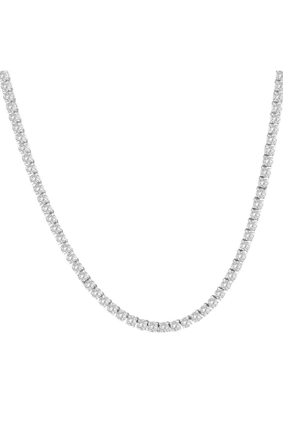 Pompeii 15"  20Ct TW Round Cut Natural Diamond Tennis Necklace 14K White Gold (JK,I2-I3)
