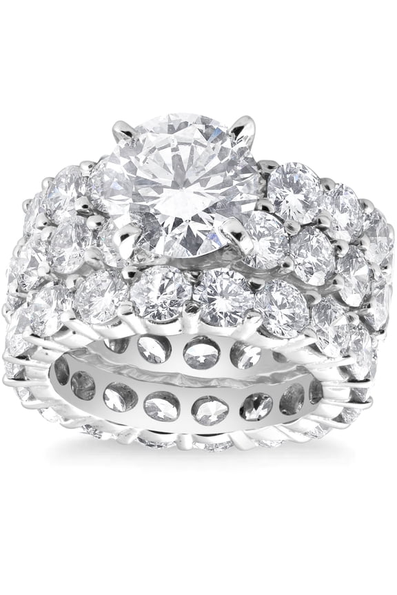 Pompeii 15Ct TW Diamond Eternity Engagement Wedding Ring Set 14k White Gold Lab Grown