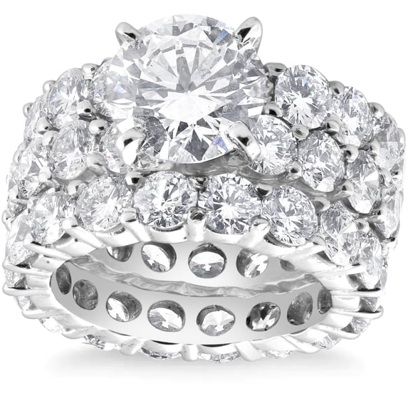 Pompeii 15Ct TW Diamond Eternity Engagement Wedding Ring Set 14k White Gold Lab Grown