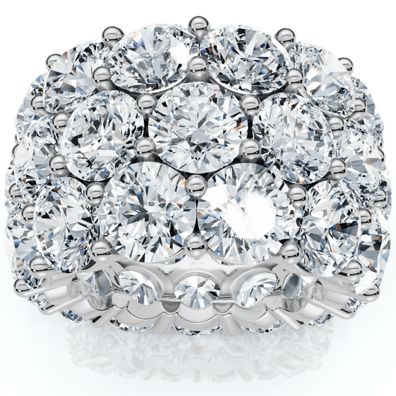 16 Ct Lab Grown Diamond 3-Row Eternity Wedding Ring in 10k White or Yellow Gold