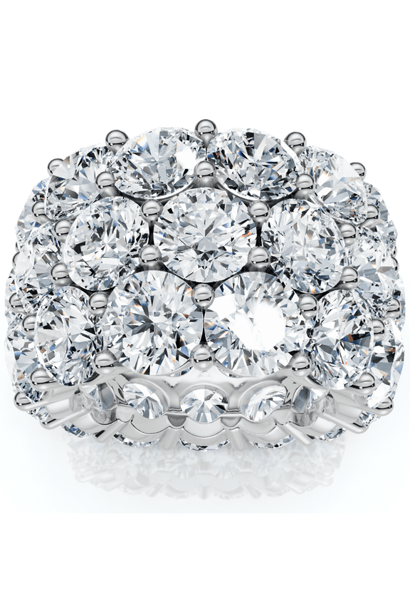 Pompeii 16 Ct Lab Grown Diamond 3-Row Eternity Wedding Ring in 10k White or Yellow Gold