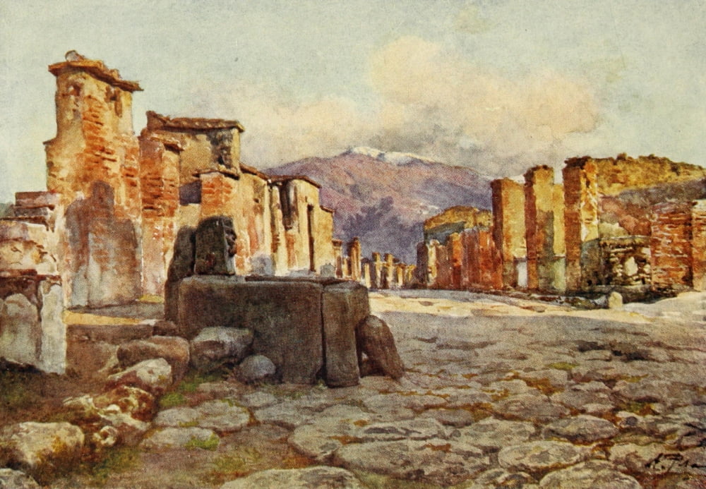 Pompeii 1910 Consular Street Canvas Art - Alberto Pisa (18 x 24)
