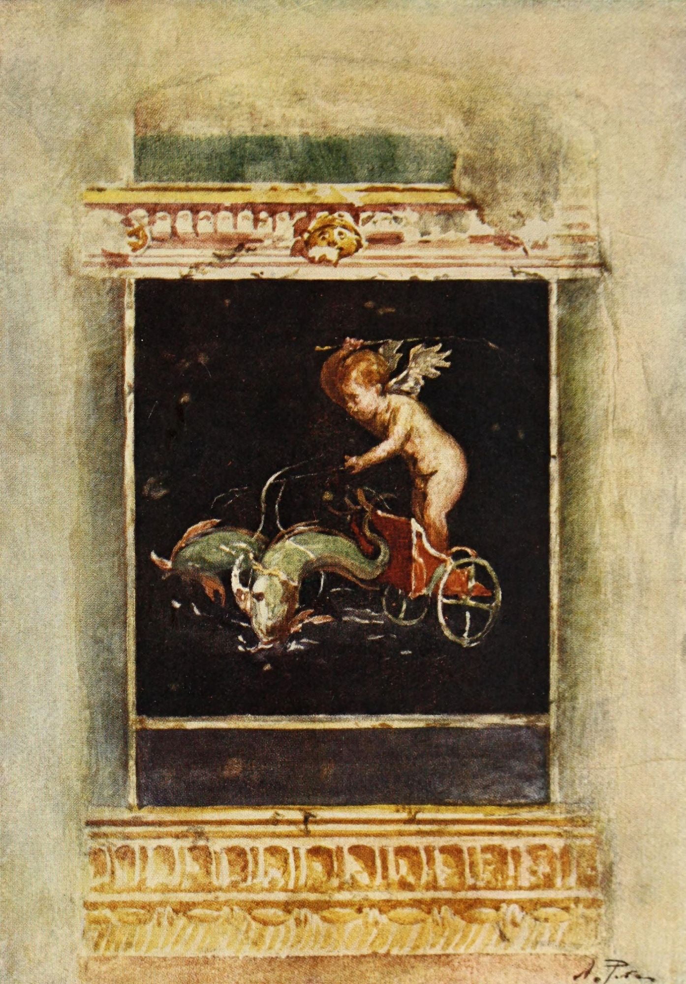 Pompeii 1910 Panel picture from House of Vettii Canvas Art - Alberto Pisa (18 x 24)