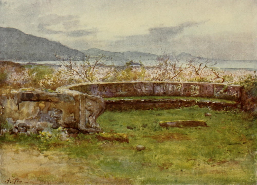 Pompeii 1910 Semicircular bench tomb Canvas Art - Alberto Pisa (18 x 24)