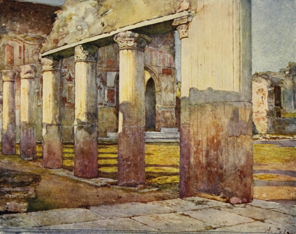 Pompeii 1910 The Stabian Baths Canvas Art - Alberto Pisa (18 x 24)